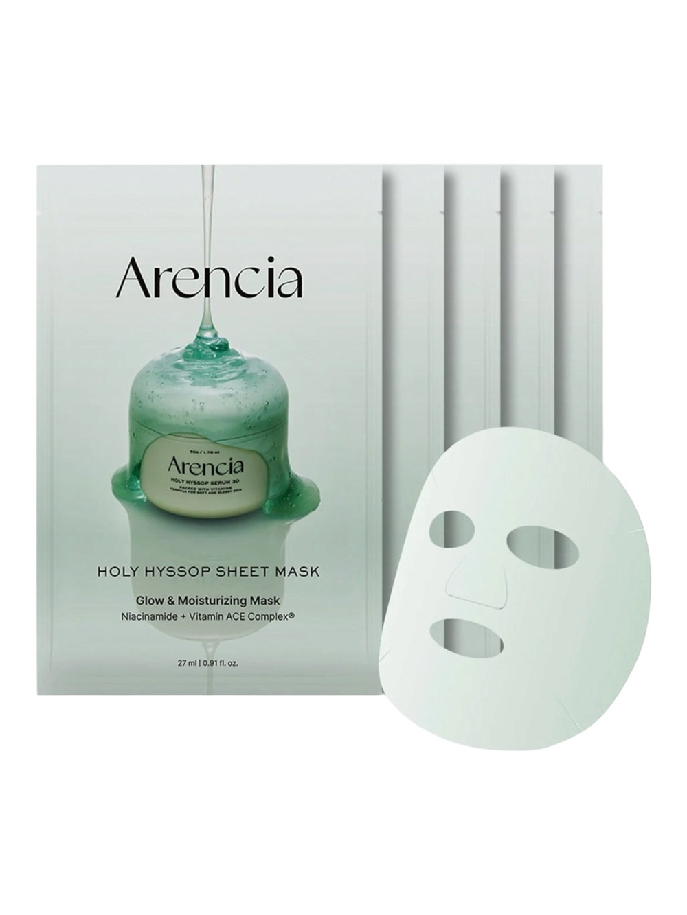 Arencia Holy Hyssop Sheet Mask Set of 5 Glow Moisture Anti Aging Acne
